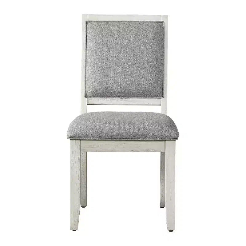 Ensemble de salle à manger 7 pièces Canova Blanc vieilli - Steve Silver Co. : Chaises en velours gris, Table rectangulaire