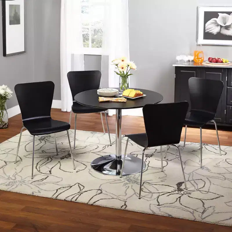 Buylateral Ensemble de salle à manger rond 5 pièces Hillsboro peu encombrant de 35,4 po avec chaises empilables noir