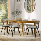 Table à manger rectangulaire Saige en placage de chêne WyndenHall : Bois massif, 6 places, pieds droits