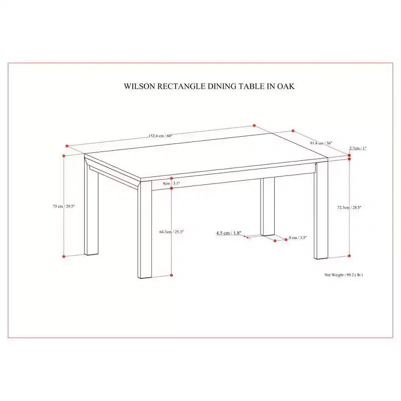 Table à manger rectangulaire Saige en placage de chêne WyndenHall : Bois massif, 6 places, pieds droits