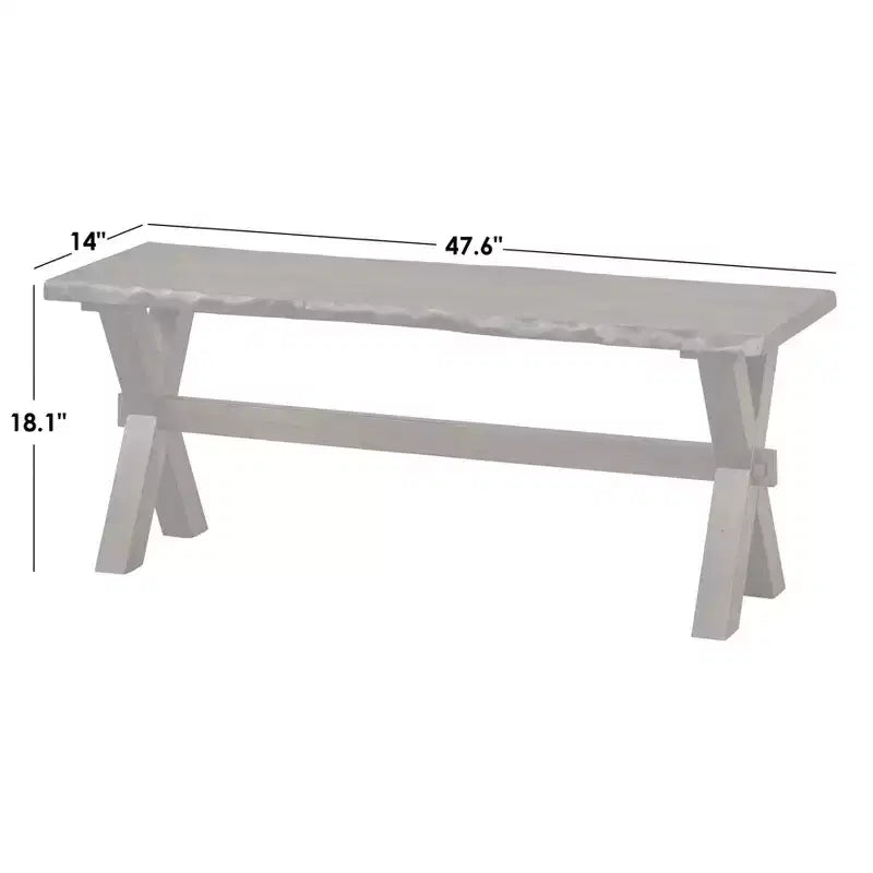 Ensemble de salle à manger Buylateral Mandeville 6 pièces en bois massif à bords bruts avec banc, marron : bois d'hévéa, chaises à dossier ajouré
