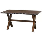 Ensemble de salle à manger Buylateral Mandeville 6 pièces en bois massif à bords bruts avec banc, marron : bois d'hévéa, chaises à dossier ajouré