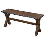 Ensemble de salle à manger Buylateral Mandeville 6 pièces en bois massif à bords bruts avec banc, marron : bois d'hévéa, chaises à dossier ajouré