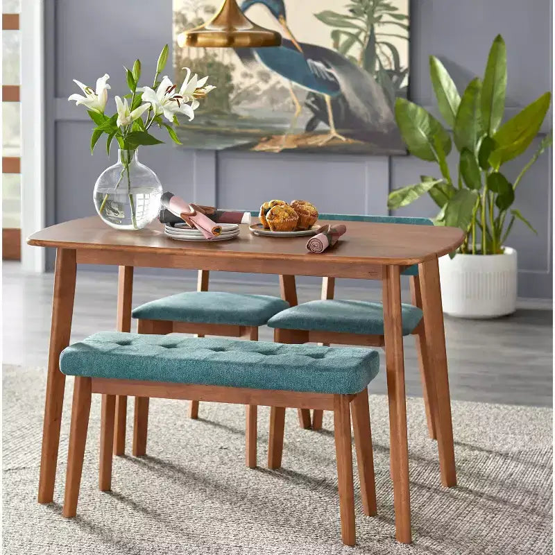 Table à manger rectangulaire Buylateral Nettie de style Mid-Century Modern, fini noyer