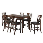 Ensemble de salle à manger Alexa 7 pièces Cerise Marron - Picket House Furnishings : Table rectangulaire, 6 chaises en bois, Finition laquée