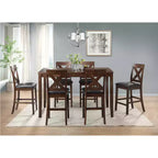 Ensemble de salle à manger Alexa 7 pièces Cerise Marron - Picket House Furnishings : Table rectangulaire, 6 chaises en bois, Finition laquée