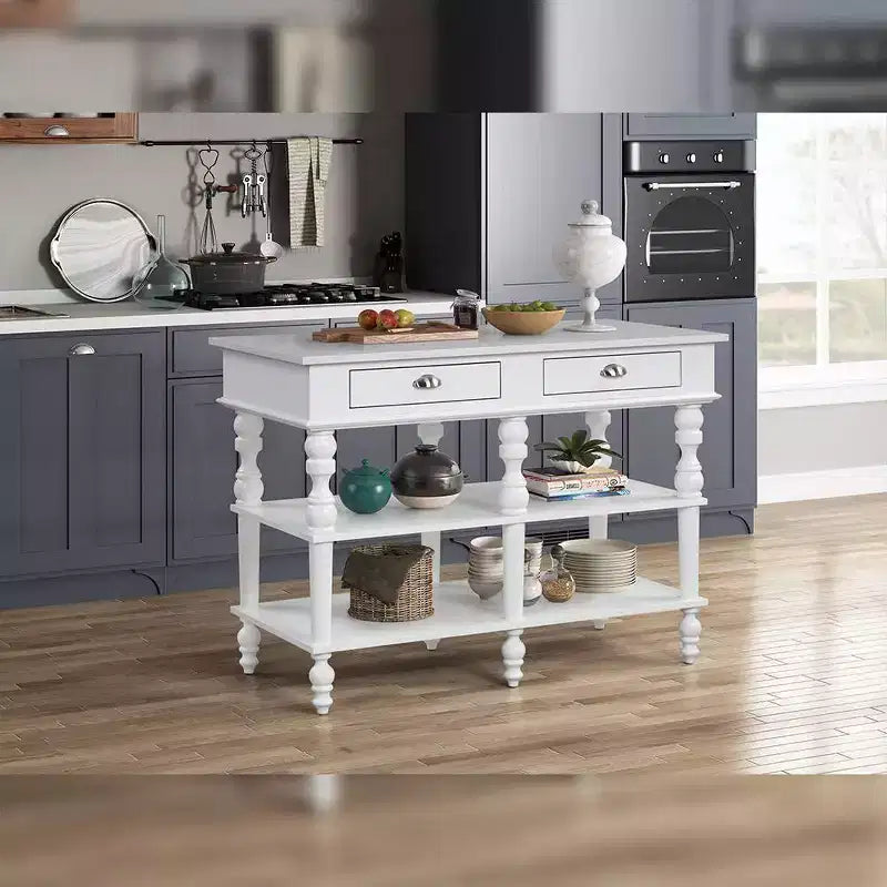 Acme Furniture Îlot de cuisine Rorratt plateau marbre/finition blanc