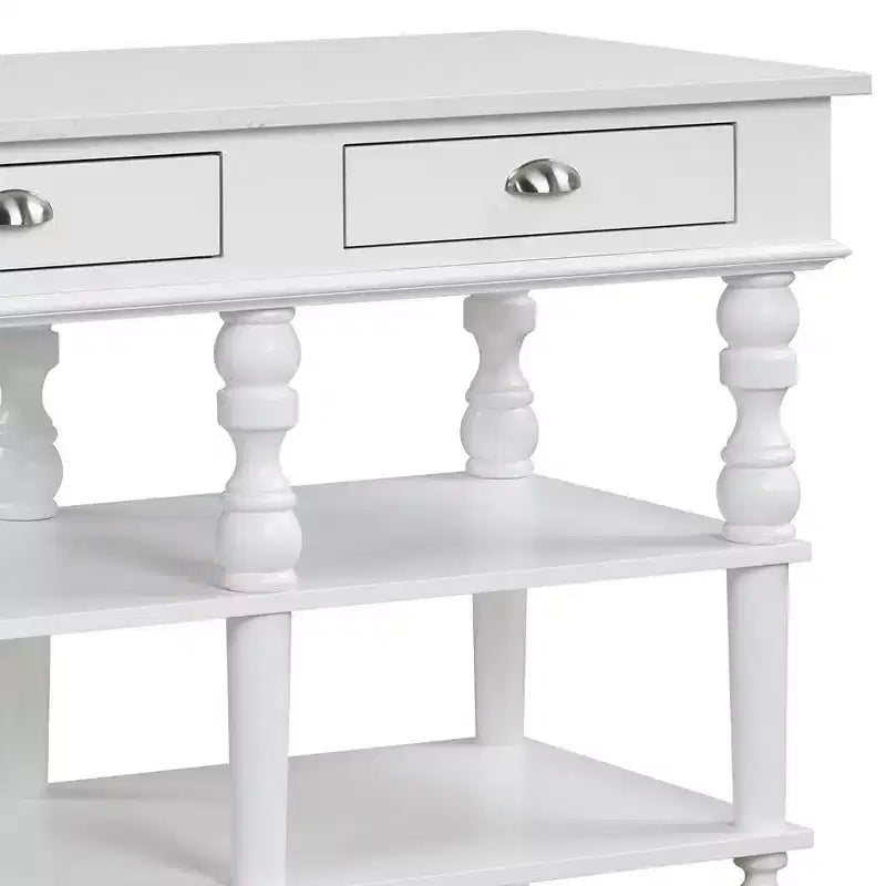 Acme Furniture Îlot de cuisine Rorratt plateau marbre/finition blanc