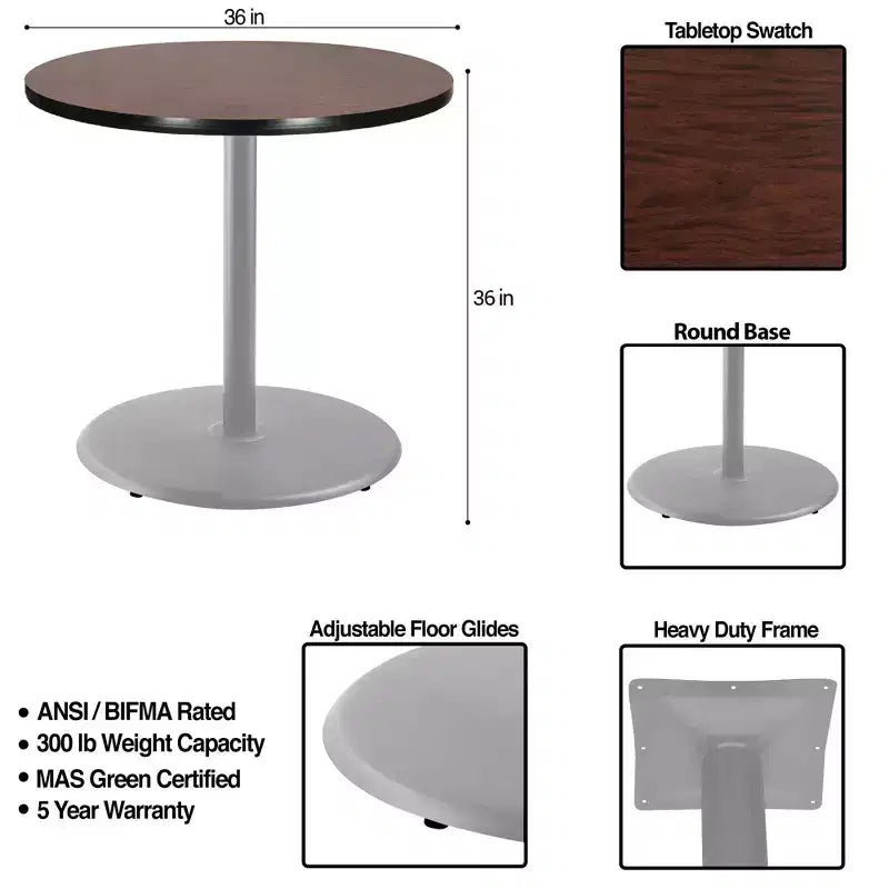 Table à manger ronde 36 po de la collection Bennet de Hampden Furnishings, gris/acajou