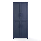 Crosley 67" Savannah Tall Kitchen Storage Pantry Navy : Design traditionnel de ferme, placage de bois, cadre en MDF, 3 étagères réglables
