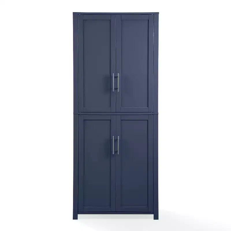 Crosley 67" Savannah Tall Kitchen Storage Pantry Navy : Design traditionnel de ferme, placage de bois, cadre en MDF, 3 étagères réglables