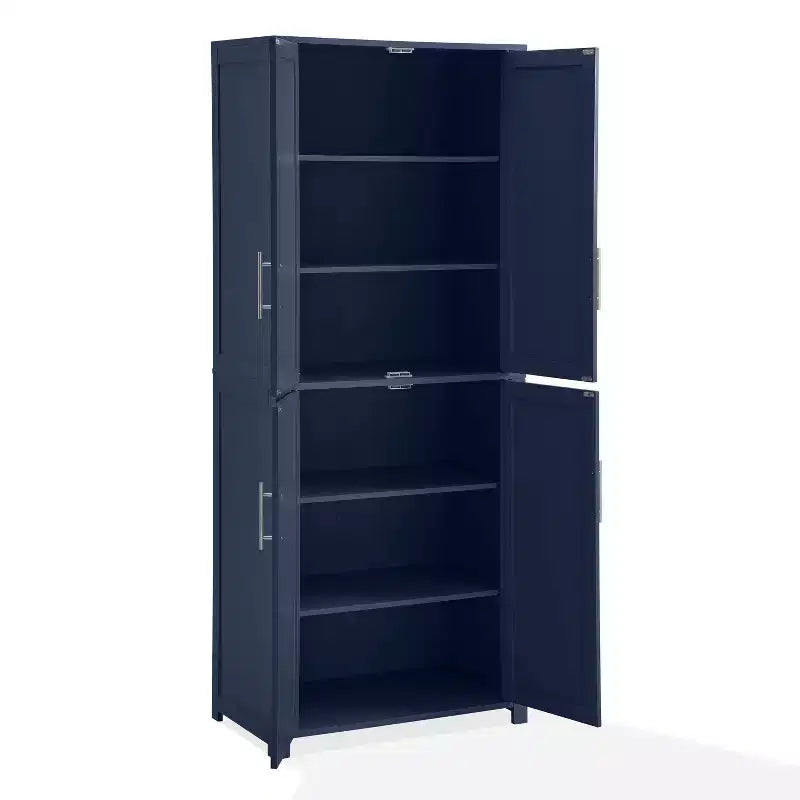 Crosley 67" Savannah Tall Kitchen Storage Pantry Navy : Design traditionnel de ferme, placage de bois, cadre en MDF, 3 étagères réglables