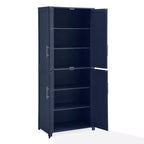 Crosley 67" Savannah Tall Kitchen Storage Pantry Navy : Design traditionnel de ferme, placage de bois, cadre en MDF, 3 étagères réglables