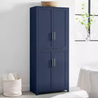 Crosley 67" Savannah Tall Kitchen Storage Pantry Navy : Design traditionnel de ferme, placage de bois, cadre en MDF, 3 étagères réglables