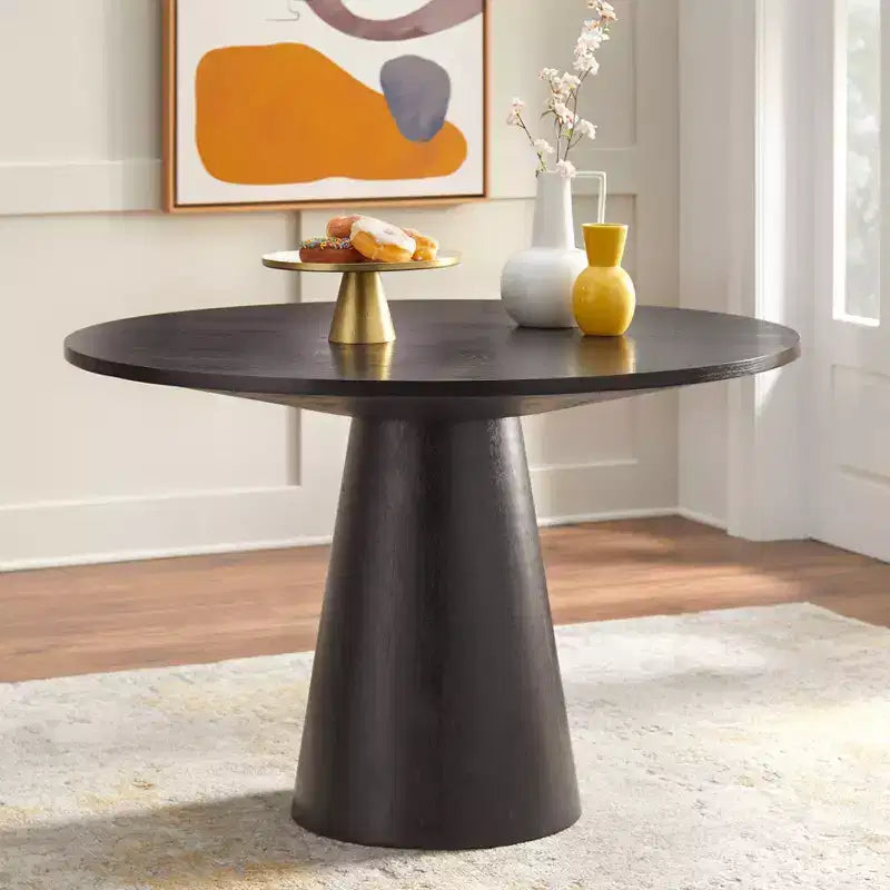 Table à manger piédestal ronde Buylateral Elina Moderne 45 po Noir