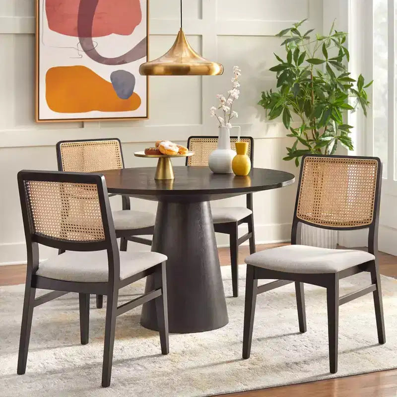 Table à manger piédestal ronde Buylateral Elina Moderne 45 po Noir