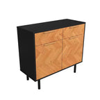 Buffet à 4 étagères Liam Manhattan Comfort, style moderne du milieu du siècle, noir/naturel