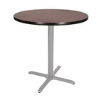 Table à manger ronde 91 cm Hampden Furnishings, collection Bennet, avec piètement en X, gris/acajou