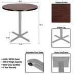 Table à manger ronde 91 cm Hampden Furnishings, collection Bennet, avec piètement en X, gris/acajou