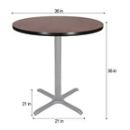 Table à manger ronde 91 cm Hampden Furnishings, collection Bennet, avec piètement en X, gris/acajou