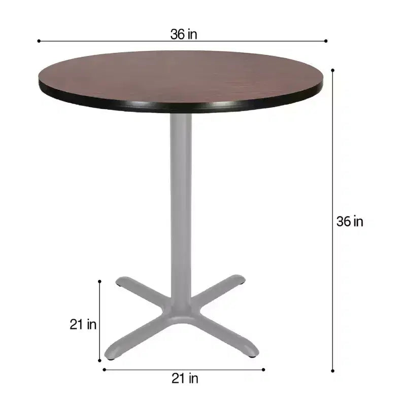 Table à manger ronde 91 cm Hampden Furnishings, collection Bennet, avec piètement en X, gris/acajou