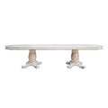 136" Vendome Dining Table Antique Pearl Finish - Acme Furniture: Classic Double Pedestal, 10-Seater, Resin Frame