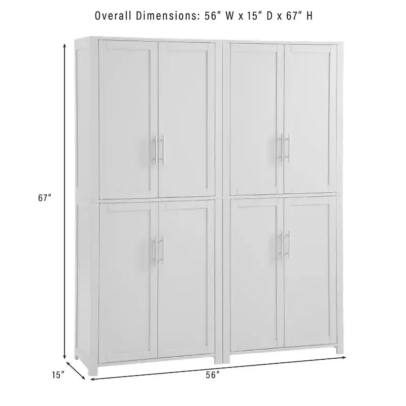 Crosley 67" Savannah – Ensemble de 2 meubles de rangement de cuisine, bleu marine : Style traditionnel, placage en bois, cadre en MDF, 6 étagères