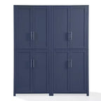 Crosley 67" Savannah – Ensemble de 2 meubles de rangement de cuisine, bleu marine : Style traditionnel, placage en bois, cadre en MDF, 6 étagères