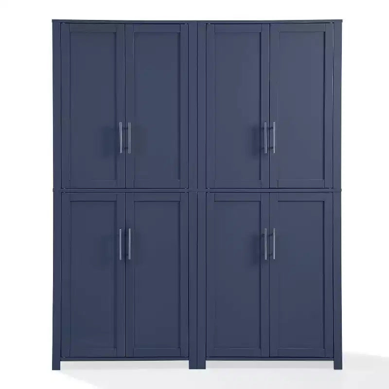 Crosley 67" Savannah – Ensemble de 2 meubles de rangement de cuisine, bleu marine : Style traditionnel, placage en bois, cadre en MDF, 6 étagères