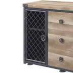 Meubles Acme : Meuble de cuisine et de salle à manger Edina 50" chêne et noir sable – Buffet avec cadre en métal, surface en MDF