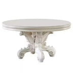 60" Versailles Dining Table PU Bone White Finsih - Acme Furniture