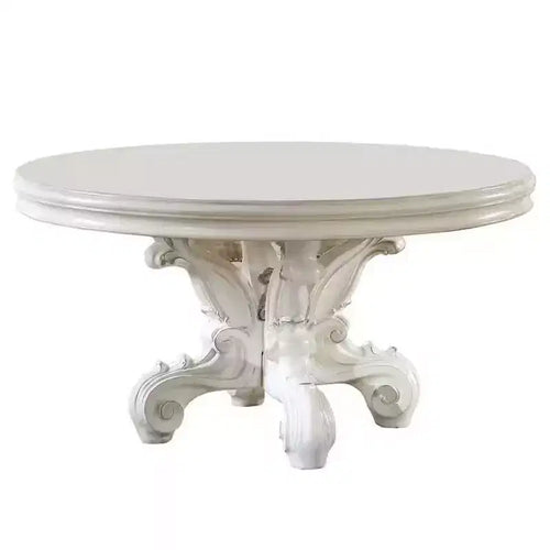 60" Versailles Dining Table PU Bone White Finsih - Acme Furniture