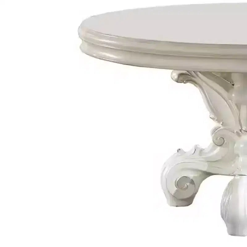 Table à manger Versailles 60 po Fini blanc cassé de style PU - Meubles Acme