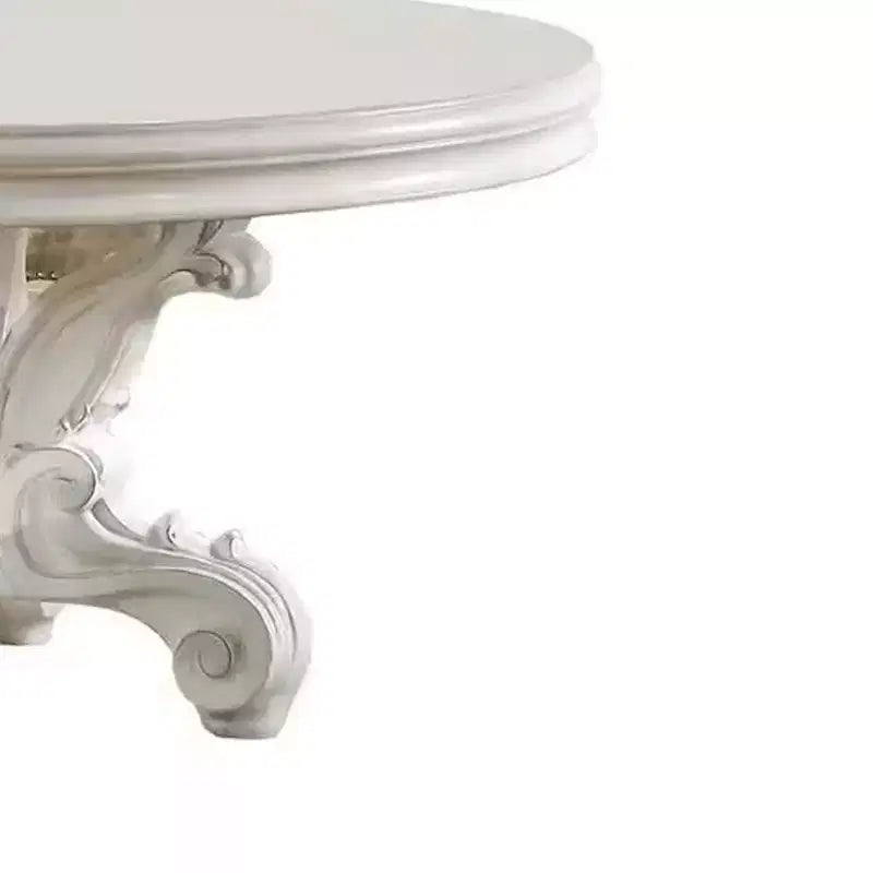 Table à manger Versailles 60 po Fini blanc cassé de style PU - Meubles Acme