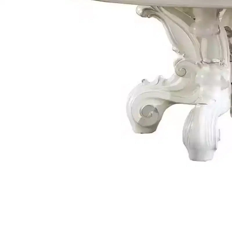 Table à manger Versailles 60 po Fini blanc cassé de style PU - Meubles Acme