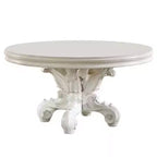 Table à manger Versailles 60 po Fini blanc cassé de style PU - Meubles Acme