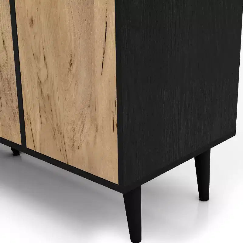 Buffet Andrew moderne milieu de siècle Chêne clair/Noir - miBasics