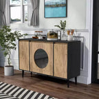 Buffet Andrew moderne milieu de siècle Chêne clair/Noir - miBasics