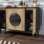 Buffet Andrew moderne milieu de siècle Chêne clair/Noir - miBasics