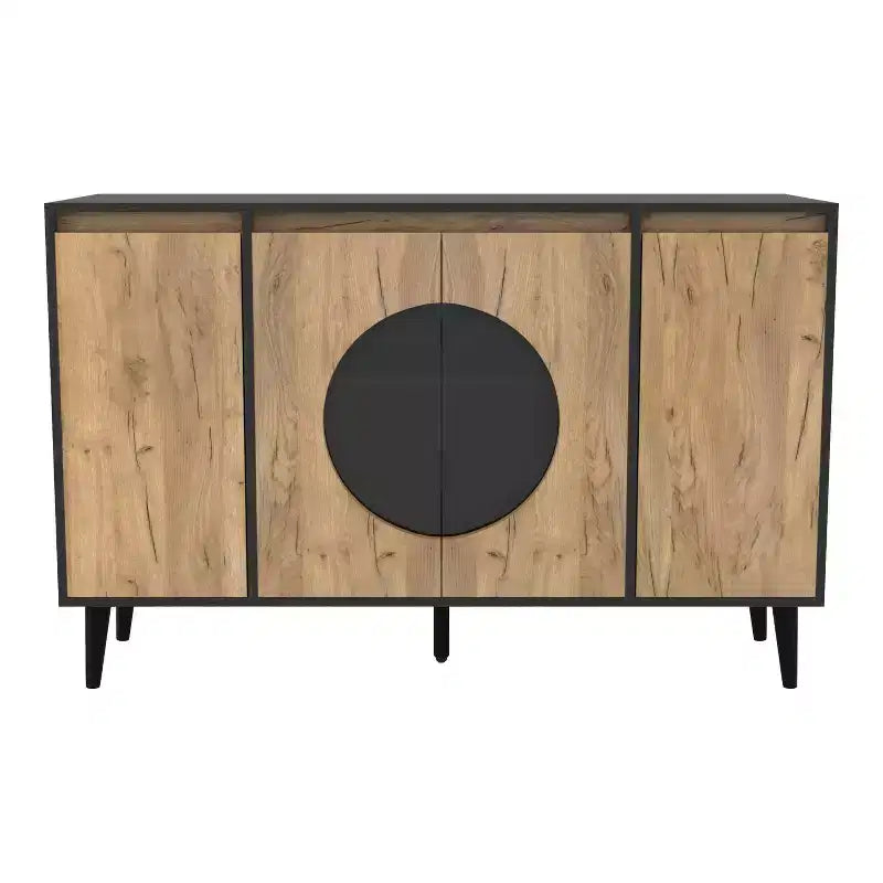 Buffet Andrew moderne milieu de siècle Chêne clair/Noir - miBasics