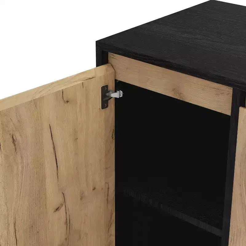 Buffet Andrew moderne milieu de siècle Chêne clair/Noir - miBasics