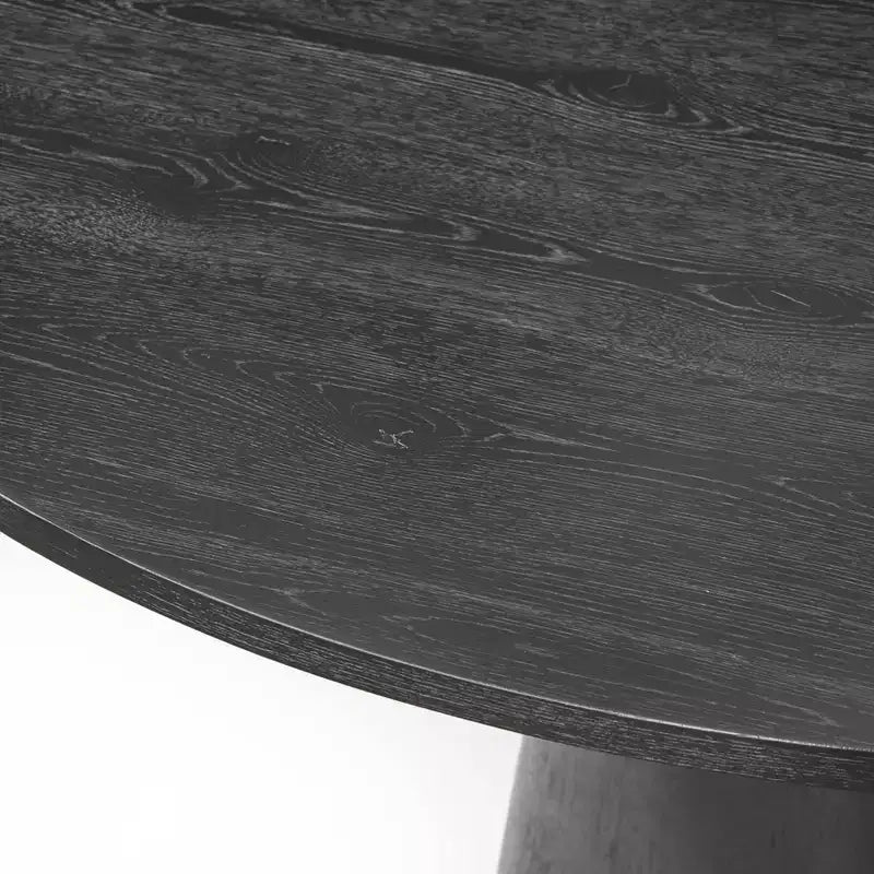 Ensemble de salle à manger rond moderne Buylateral Lucine 5 pièces 150 cm Table noire avec chaises de salle à manger en cuir kaki