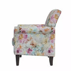Fauteuil d'appoint traditionnel à accoudoirs roulés Janet de Handy Living avec clous décoratifs couleur étain, motif floral rose