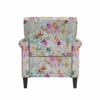Fauteuil d'appoint traditionnel à accoudoirs roulés Janet de Handy Living avec clous décoratifs couleur étain, motif floral rose