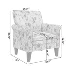 Fauteuil d'appoint traditionnel à accoudoirs roulés Janet de Handy Living avec clous décoratifs couleur étain, motif floral rose
