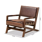 Fauteuil de salon Rovelyn en similicuir et bois fini noyer marron - Baxton Studio