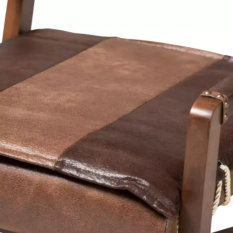 Fauteuil de salon Rovelyn en similicuir et bois fini noyer marron - Baxton Studio