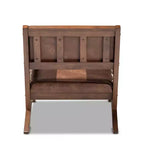 Fauteuil de salon Rovelyn en similicuir et bois fini noyer marron - Baxton Studio