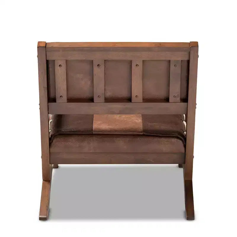 Fauteuil de salon Rovelyn en similicuir et bois fini noyer marron - Baxton Studio