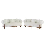 Christopher Knight Home Jose 82 " Rubberwood Boucle Upholstered 3 Seater Curved Sofa with Pillows (Set of 2 ) Beige